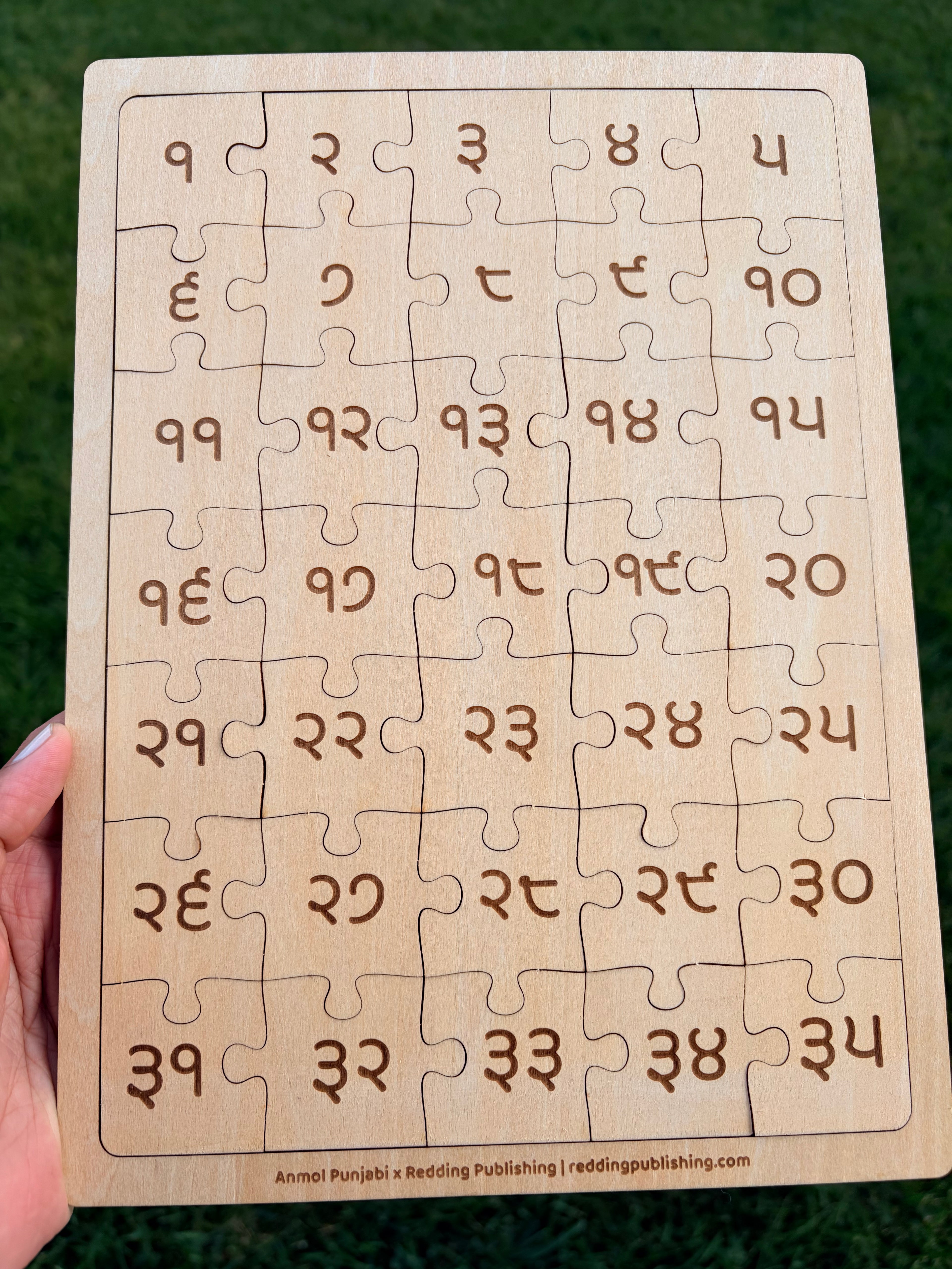 Wooden Reversible Engraved Jigsaw Puzzle | Gurmukhi and Ginti 0-35 with Guide and Additional Games